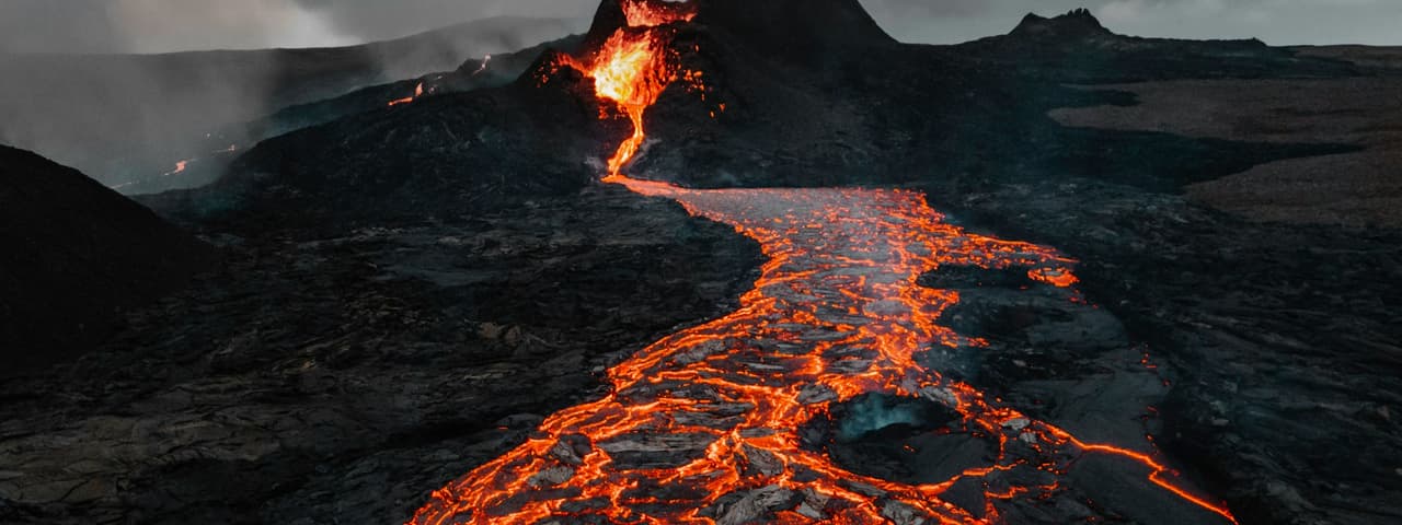 Magma flowing from a volcano