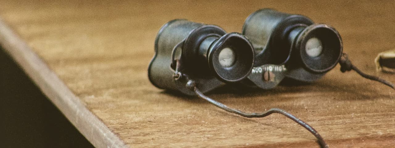 Binoculars on a desk