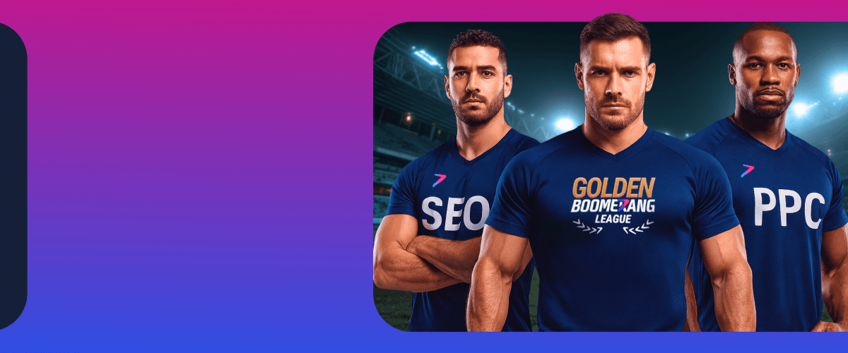 Image of three sportspeople promoting the Boomerang Golden League launch