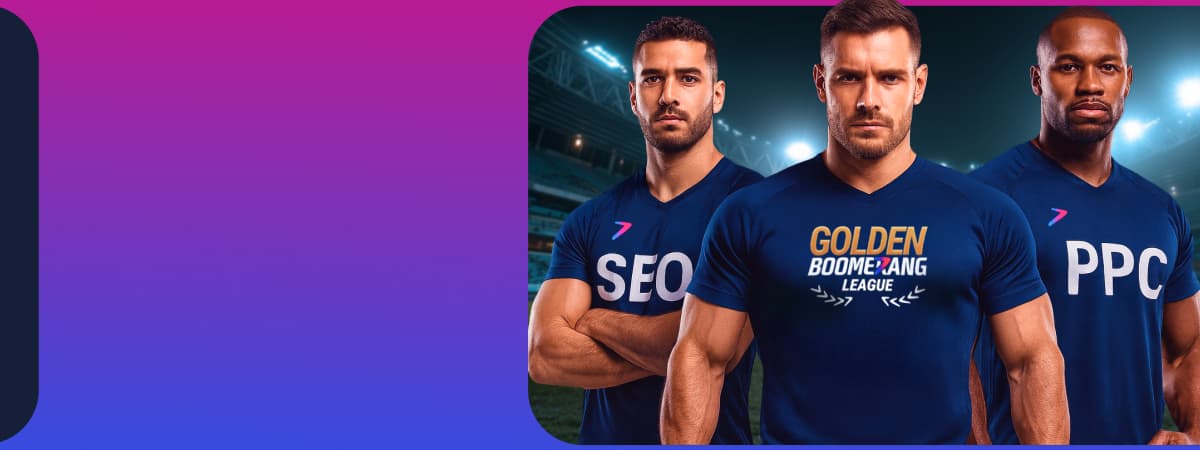 Image of three sportspeople promoting the Boomerang Golden League launch