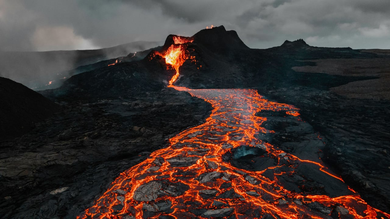 Magma flowing from a volcano